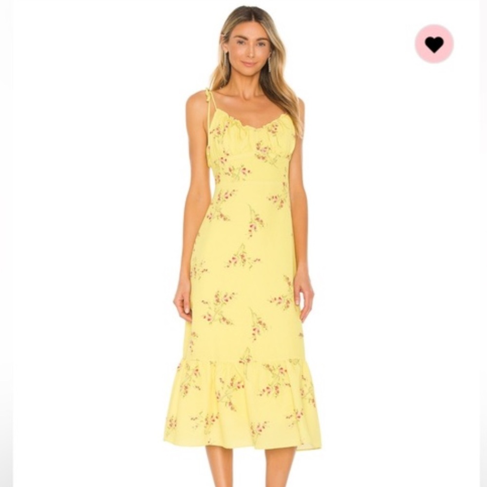 REVOLVE Line and Dot floral dress.